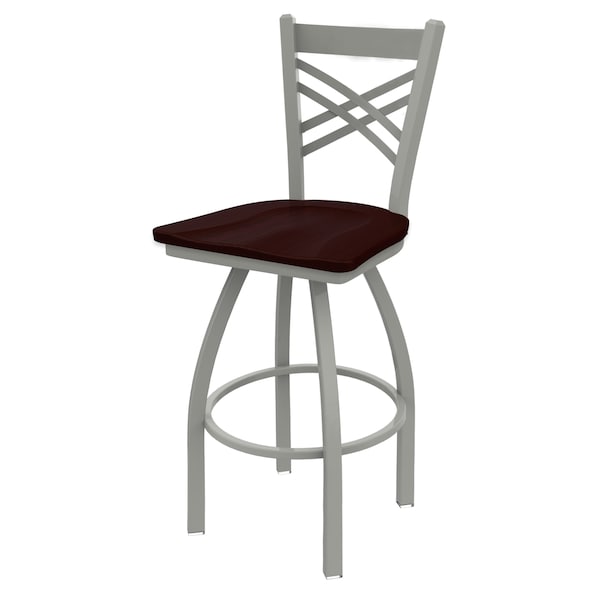 Holland Bar Stool Co 25" Swivel Counter Stool, Nickel Finish, Dark Cherry Oak Seat - 82025ANDCOAK