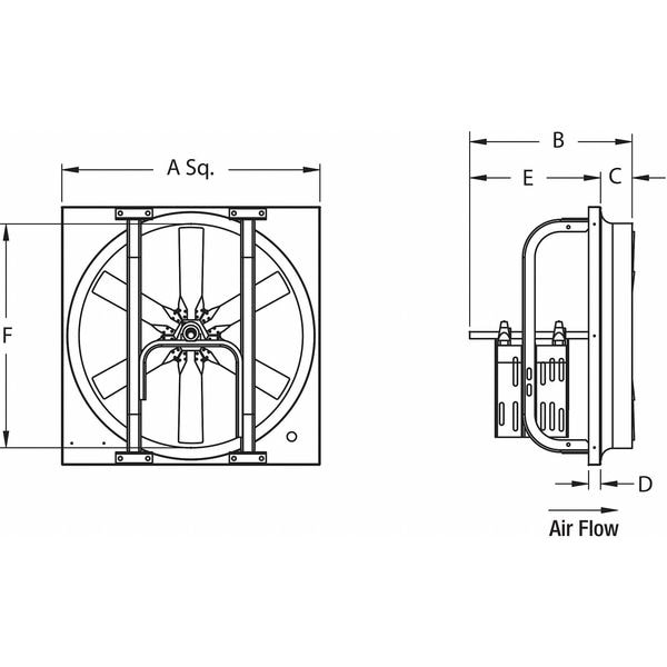 Dayton Std Duty Fan, 31,442 cfm, 208-230/460V - 7AD51
