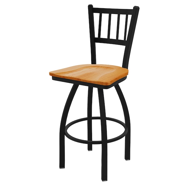 Holland Bar Stool Co 25" Swivel Counter Stool, Black Wrinkle, Med Oak Seat - 81025BWMEDOAK