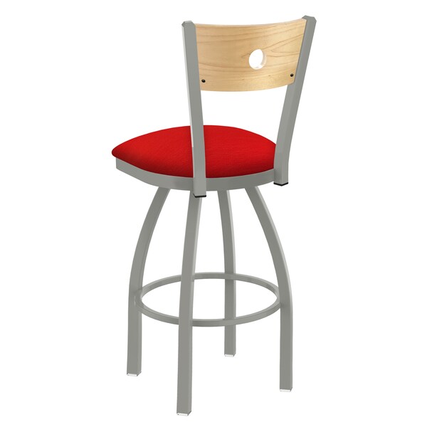 Holland Bar Stool Co 25" Swivel Counter Stool, Nickel Finish, Nat Back, Canter Red Seat - 83025ANNATMPLB011