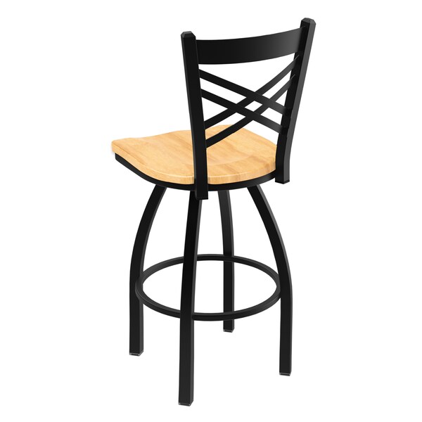 Holland Bar Stool Co 25" Swivel Counter Stool, Black Wrinkle, Nat Maple Seat - 82025BWNATMPL