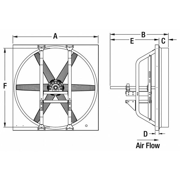 Dayton Heavy Duty Fan, 7357 cfm, 208-230/460V - 7M889