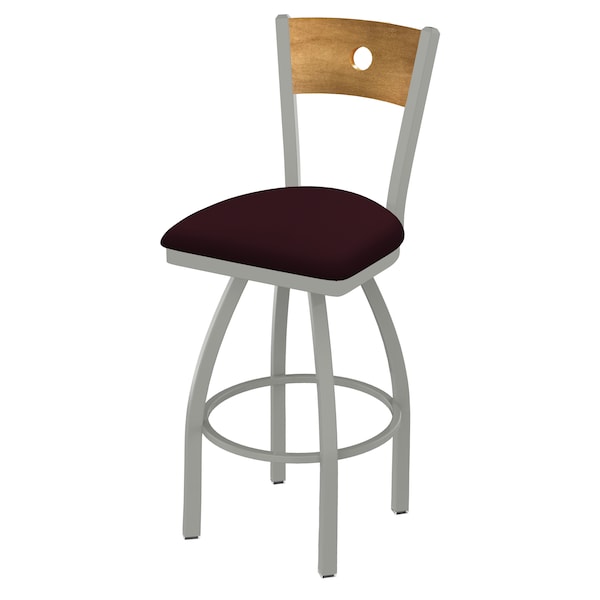 Holland Bar Stool Co 25" Swivel Counter Stool, Nickel Finish, Med Back, Canter Bordeaux Seat - 83025ANMEDMPLB005
