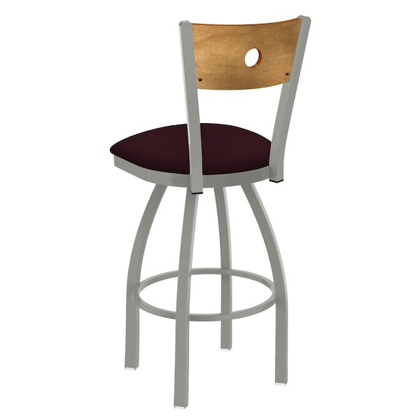 Holland Bar Stool Co 25" Swivel Counter Stool, Nickel Finish, Med Back, Canter Bordeaux Seat - 83025ANMEDMPLB005