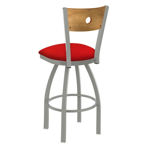 Holland Bar Stool Co 25" Swivel Counter Stool, Nickel Finish, Med Back, Canter Red Seat - 83025ANMEDMPLB011