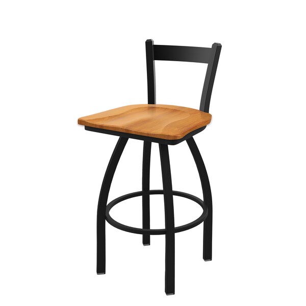 Holland Bar Stool Co 25" Low Back Swivel Counter Stool, Black Wrinkle, Med Maple Seat - 82125BWMEDMPL