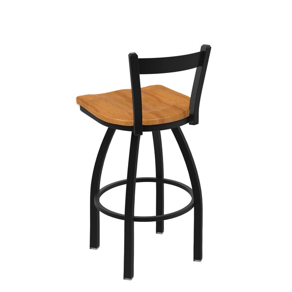 Holland Bar Stool Co 25" Low Back Swivel Counter Stool, Black Wrinkle, Med Maple Seat - 82125BWMEDMPL