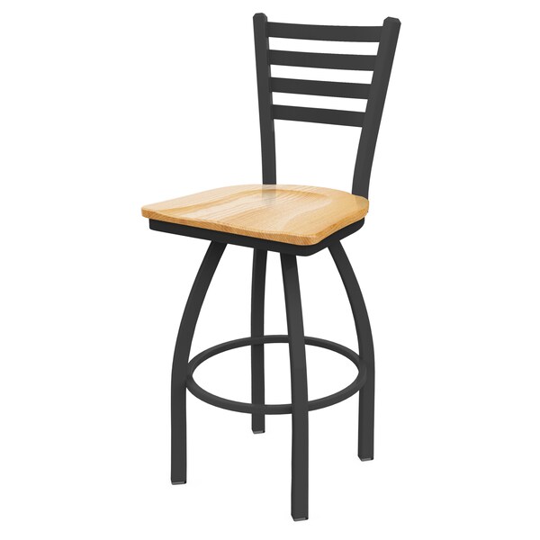 Holland Bar Stool Co 25" Swivel Counter Stool, Pewter Finish, Nat Oak Seat - 41025PWNATOAK