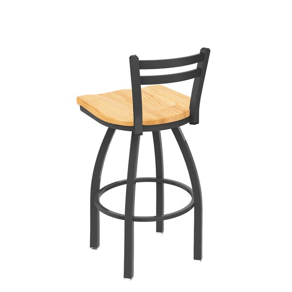 Holland Bar Stool Co 25" Low Back Swivel Counter Stool, Pewter Finish, Nat Oak Seat - 41125PWNATOAK