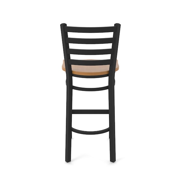 Holland Bar Stool Co 25" Stationary Counter Stool, Black Wrinkle, Med Maple Seat - 40025BWMEDMPL