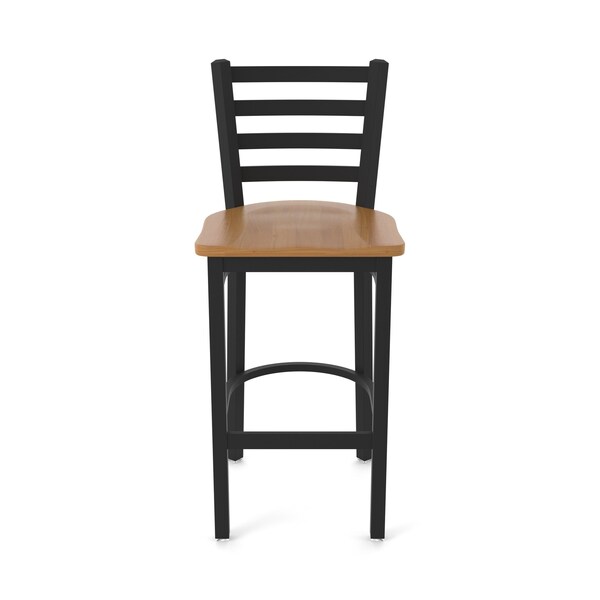 Holland Bar Stool Co 25" Stationary Counter Stool, Black Wrinkle, Med Maple Seat - 40025BWMEDMPL