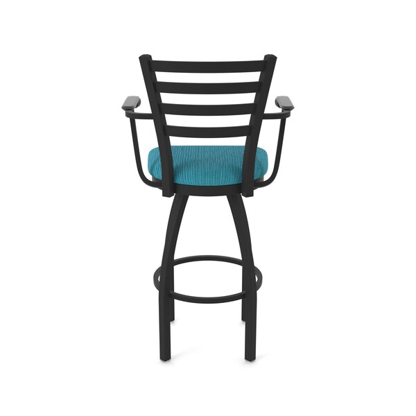 Holland Bar Stool Co Jackie with Arms 25 in. Swivel Counter Stool with Black Wrinkle Finish and Graph Tidal Seat - 415