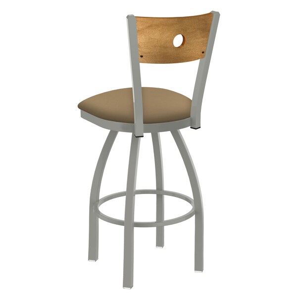 Holland Bar Stool Co 25" Swivel Counter Stool, Nickel Finish, Med Back, Canter Sand Seat - 83025ANMEDMPLB013