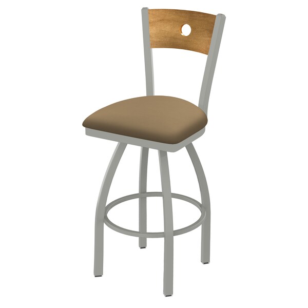 Holland Bar Stool Co 25" Swivel Counter Stool, Nickel Finish, Med Back, Canter Sand Seat - 83025ANMEDMPLB013