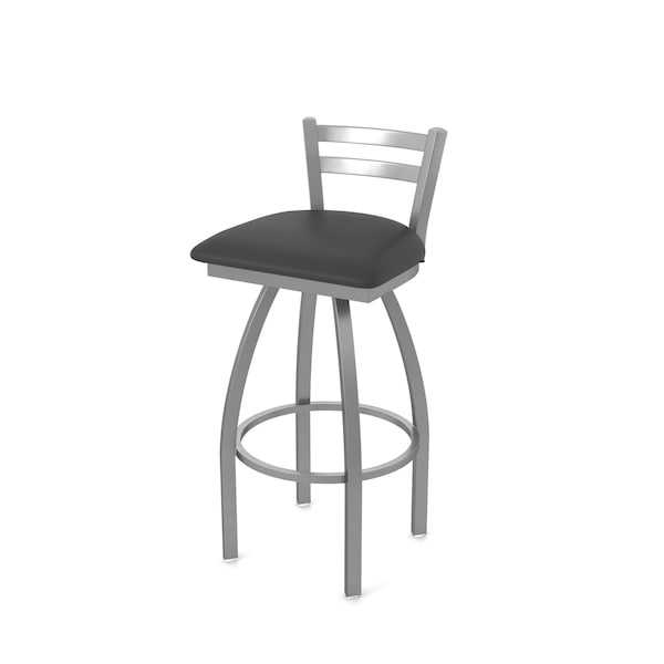 Holland Bar Stool Co OD411 Jackie Low Back Stainless Steel 25 Swivel Outdoor Counter Stool with Breeze Graphite Seat - OD41125SSOD003