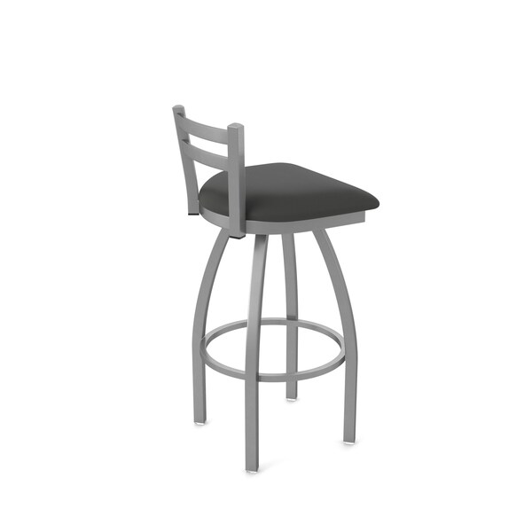 Holland Bar Stool Co OD411 Jackie Low Back Stainless Steel 25 Swivel Outdoor Counter Stool with Breeze Graphite Seat - OD41125SSOD003
