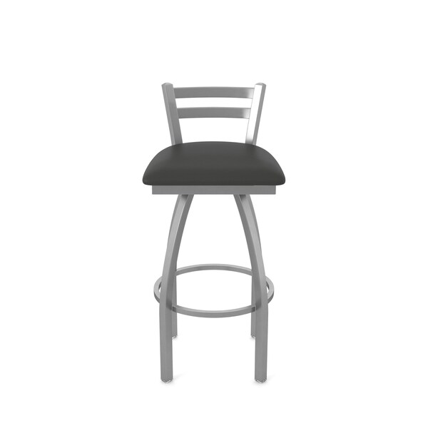 Holland Bar Stool Co OD411 Jackie Low Back Stainless Steel 25 Swivel Outdoor Counter Stool with Breeze Graphite Seat - OD41125SSOD003