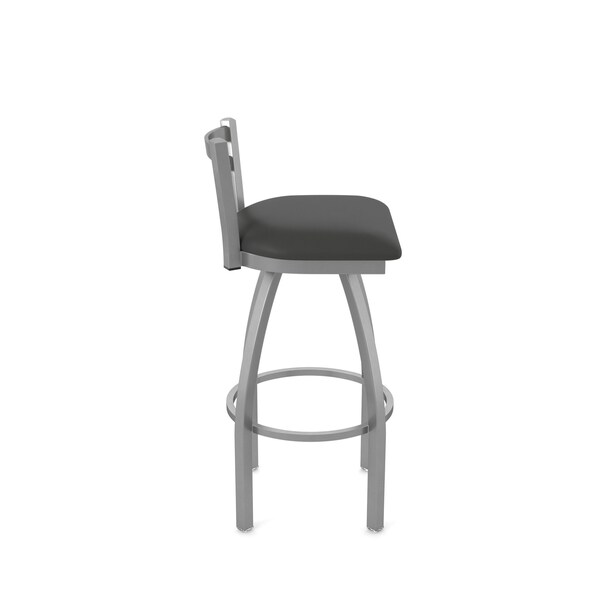 Holland Bar Stool Co OD411 Jackie Low Back Stainless Steel 25 Swivel Outdoor Counter Stool with Breeze Graphite Seat - OD41125SSOD003