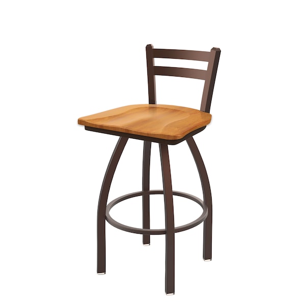 Holland Bar Stool Co 25" Low Back Swivel Counter Stool, Bronze Finish, Med Maple Seat - 41125BZMEDMPL