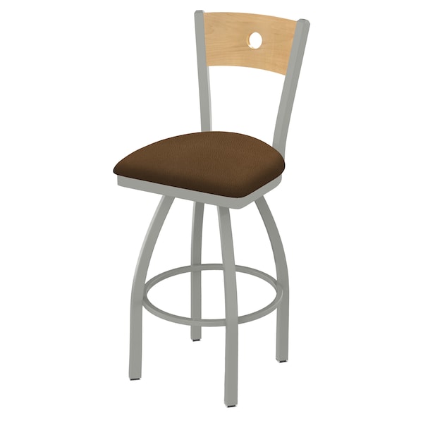 Holland Bar Stool Co 25" Swivel Counter Stool, Nickel Finish, Nat Back, Rein Thatch Seat - 83025ANNATMPLB026