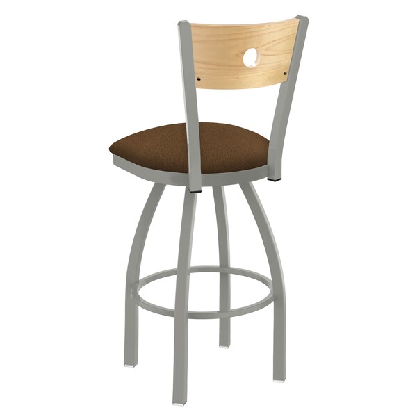 Holland Bar Stool Co 25" Swivel Counter Stool, Nickel Finish, Nat Back, Rein Thatch Seat - 83025ANNATMPLB026