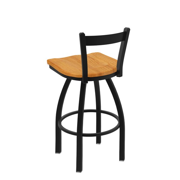 Holland Bar Stool Co 25" Low Back Swivel Counter Stool, Black Wrinkle, Med Oak Seat - 82125BWMEDOAK