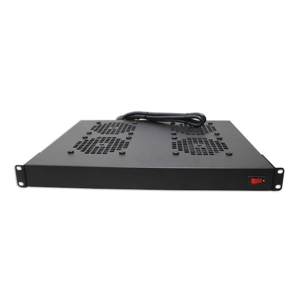 Quest Mfg Floor Enclosure Horizontal Quad Fan Assembly, 1U, 19" x 4" x 80 Cfm, Black - F19-6004