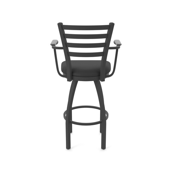 Holland Bar Stool Co Jackie with Arms 25 in. Swivel Counter Stool with Black Wrinkle Finish and Black Vinyl Seat - 415