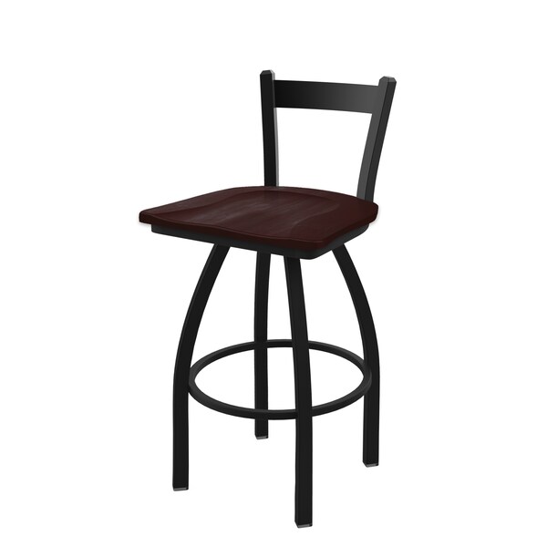 Holland Bar Stool Co 25" Low Back Swivel Counter Stool, Black Wrinkle, Dark Cherry Maple Seat - 82125BWDCMPL