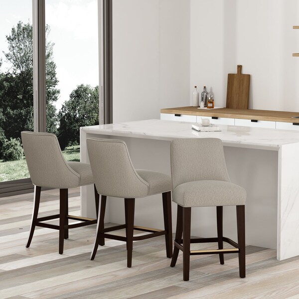 Manhattan Comfort Beever Counter Stool  in Taupe - Set of 3 - 3-CS024-TP