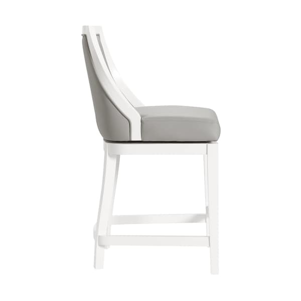 Alaterre Furniture Ellie Counter Height Stool with Back, White, 2PK - ANEL01PDCR2