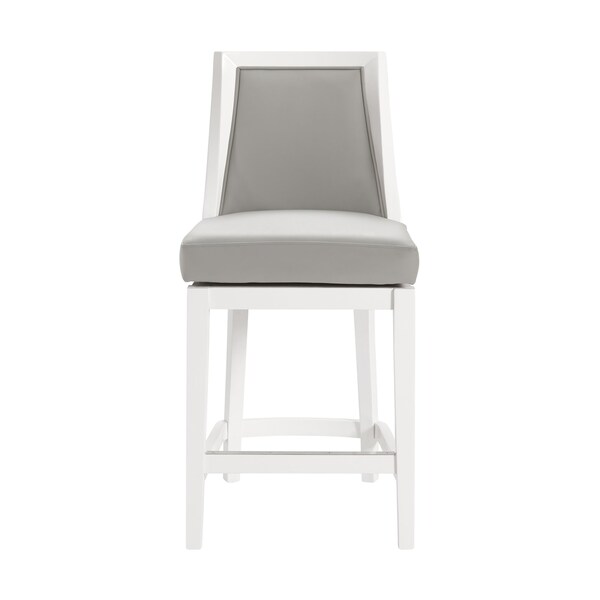 Alaterre Furniture Ellie Counter Height Stool with Back, White, 2PK - ANEL01PDCR2