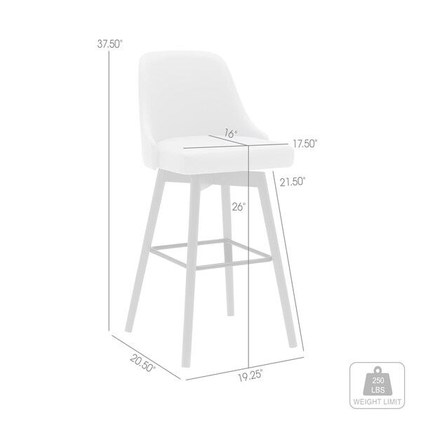 Armen Living Sicily 26in Swivel Walnut Wood Counter Stool in Cream Faux Leather - LCSIBAWACR26