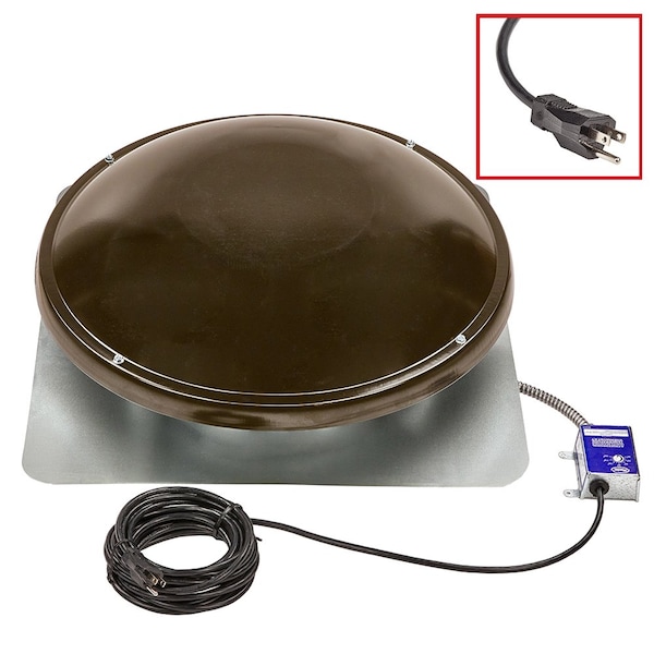 Gaf Master Flow 1050 CFM Weathered Wood Galvanized EZ Cool Plug-In Power Roof Mount Attic Fan - EZCR1WW