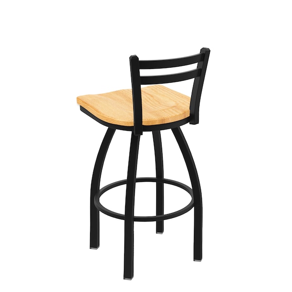Holland Bar Stool Co 25" Low Back Swivel Counter Stool, Black Wrinkle, Nat Oak Seat - 41125BWNATOAK