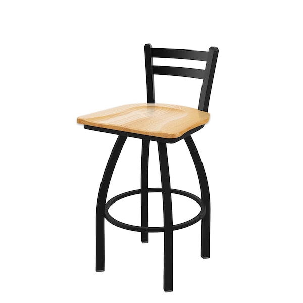 Holland Bar Stool Co 25" Low Back Swivel Counter Stool, Black Wrinkle, Nat Oak Seat - 41125BWNATOAK