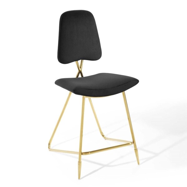 Modway Furniture Ponder Performance Velvet Counter Stool - Black - EEI-3879-BLK