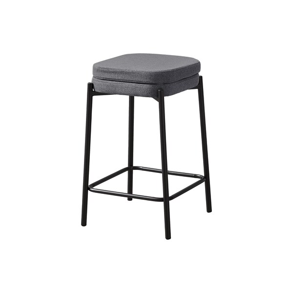Monarch Specialties Barstool, Counter Height, Kitchen, Grey Fabric, Black Metal, Contemporary, Modern, 2PK - I 2226