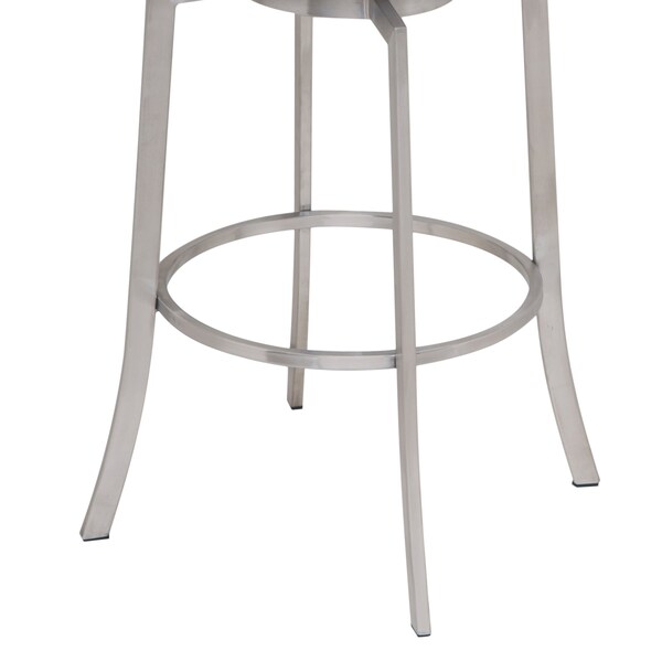 Armen Living Viper 26" Counter Height Swivel Black Faux Leather and Brushed Stainless Steel Bar Stool - LCVI26BABLK