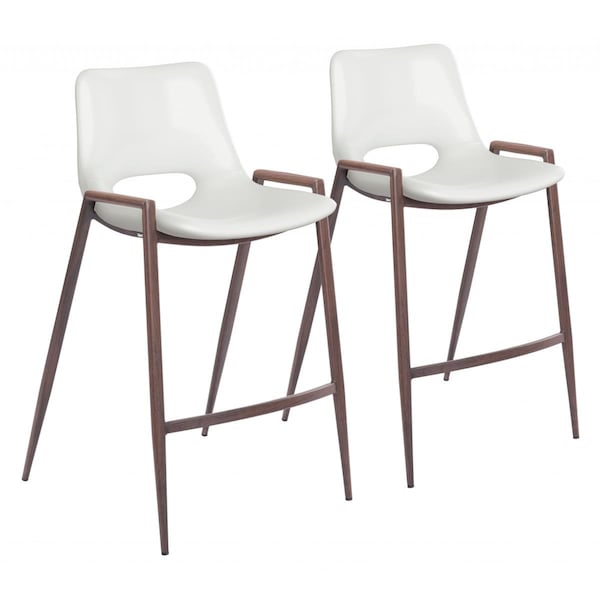 Homeroots Retro Modern Funk Counter Chairs, White, 2PK - 396500