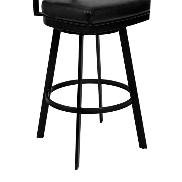 Armen Living Frisco 26" Counter Height Barstool in Matte Black Finish with Black Faux Leather and Gray Walnut - LCFRBAGWVB26