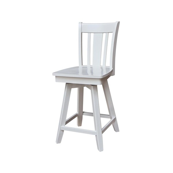 International Concepts 24 in. San Remo Counter Height Stool with Swivel Seat, White - S08-102SW