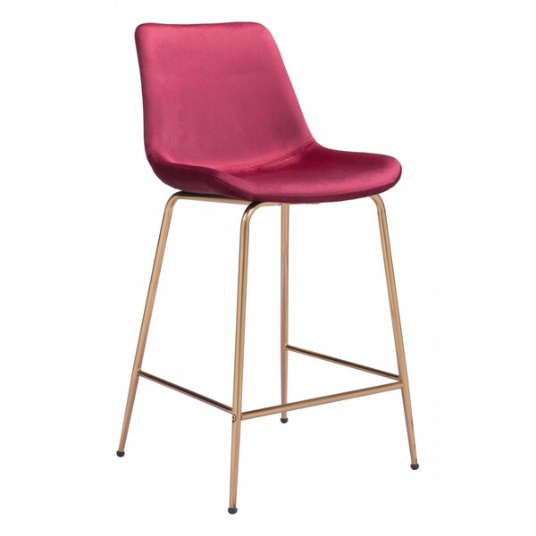 Homeroots 38.6 x 19.7 x 24.2 in. Tony Counter Chair Red & Gold - 396528