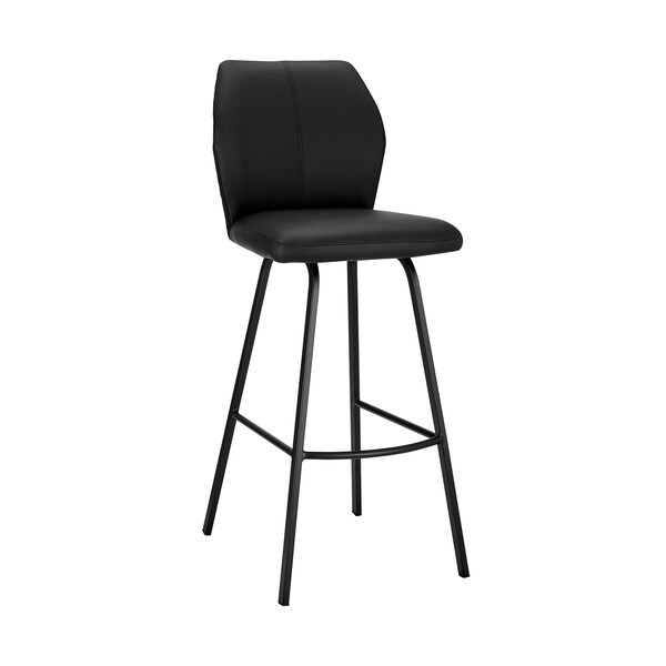 Armen Living Tandy Black Faux Leather and Black Metal 26" Counter Stool - LCTNBABLBL26