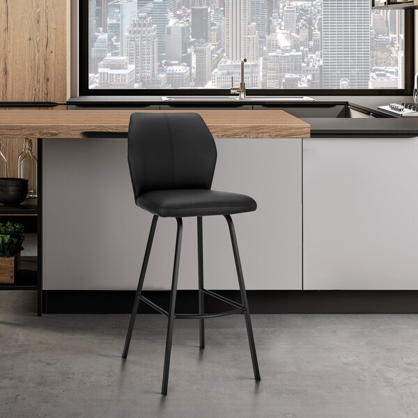 Armen Living Tandy Black Faux Leather and Black Metal 26" Counter Stool - LCTNBABLBL26