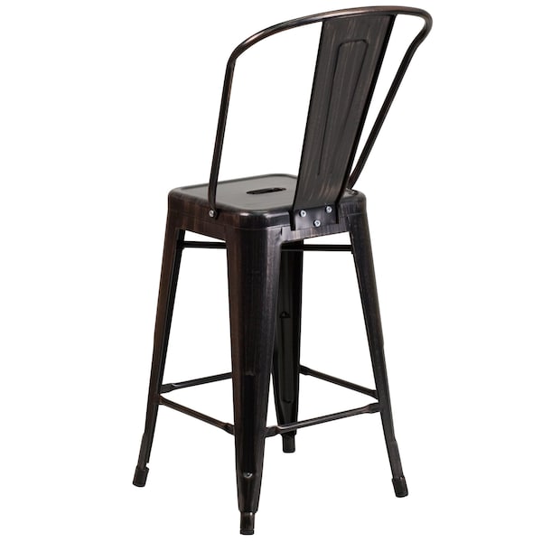 Flash Furniture 24" High Black/Gold Counter Height Stool w/ Back - CH-31320-24GB-BQ-GG