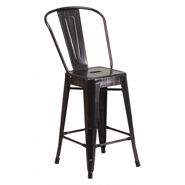 Flash Furniture 24" High Black/Gold Counter Height Stool w/ Back - CH-31320-24GB-BQ-GG