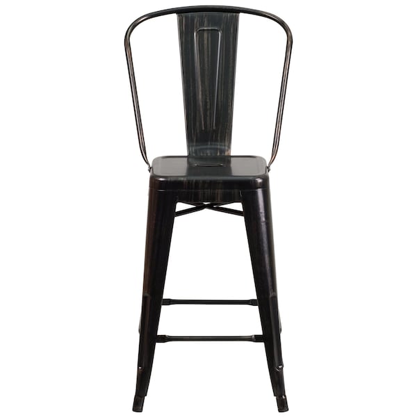 Flash Furniture 24" High Black/Gold Counter Height Stool w/ Back - CH-31320-24GB-BQ-GG