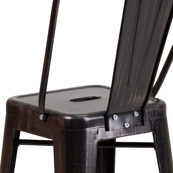 Flash Furniture 24" High Black/Gold Counter Height Stool w/ Back - CH-31320-24GB-BQ-GG