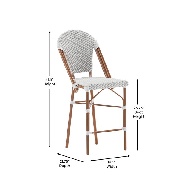Flash Furniture Lourdes Stackable IndoorOutdoor French Bistro 26 High Counter Height Stool, WhiteGray and Bamboo - SDA-AD642001-F-CS-WHGY-NAT-GG